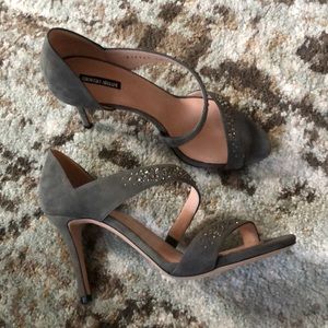 NEW Giorgio Armani gray leather suede heels 36